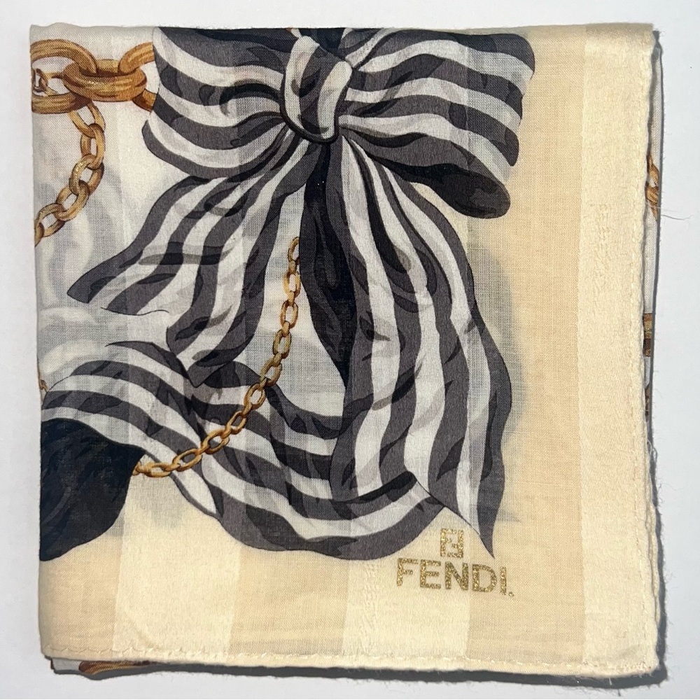 Authentic Vintage FENDI Bow Striped Bandana/Small Scarf